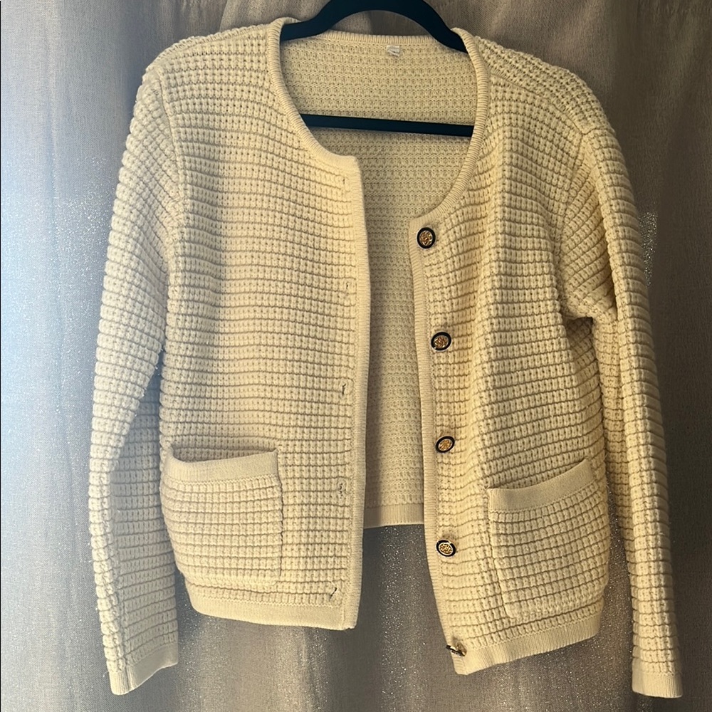 Women's Cream Cardigan Sweater